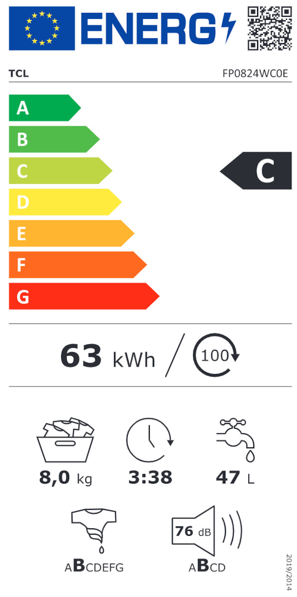 TCL Πλυντήριο Ρούχων 8kg 1400 Στροφών FP0824WC0