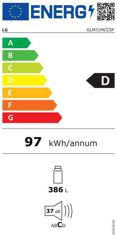 LG GLM71MCCSF Ψυγείο Συντήρησης 386lt NoFrost Υ186xΠ59.5xΒ70.7εκ. Μαύρο