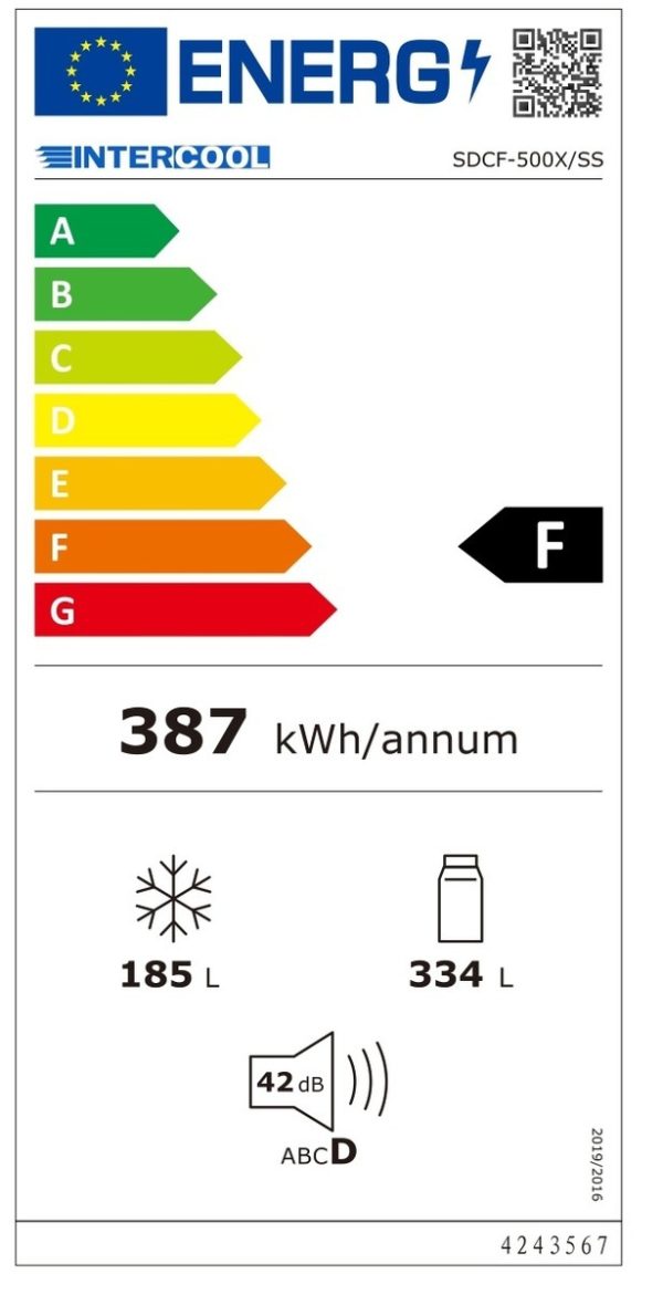 Intercool SDFC-500X/SS Ψυγείο Ντουλάπα 519lt Total NoFrost Υ178.6xΠ91xΒ64.6εκ. Inox