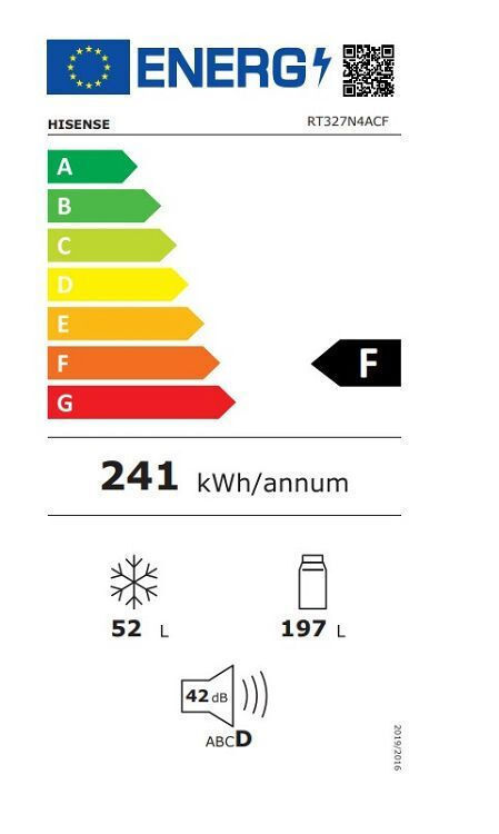 Hisense RT422N4ACF Ψυγείο Δίπορτο 249lt Total NoFrost Υ169.6xΠ59.5xΒ65εκ. Inox