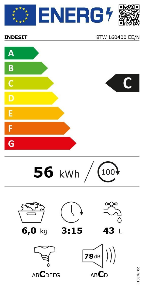 Indesit Πλυντήριο Ρούχων Άνω Φόρτωσης 6kg 1000 Στροφών BTW L60400 EE/N