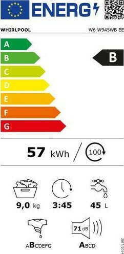 Whirlpool Πλυντήριο Ρούχων 9kg 1400 Στροφών W6 W945WB EE