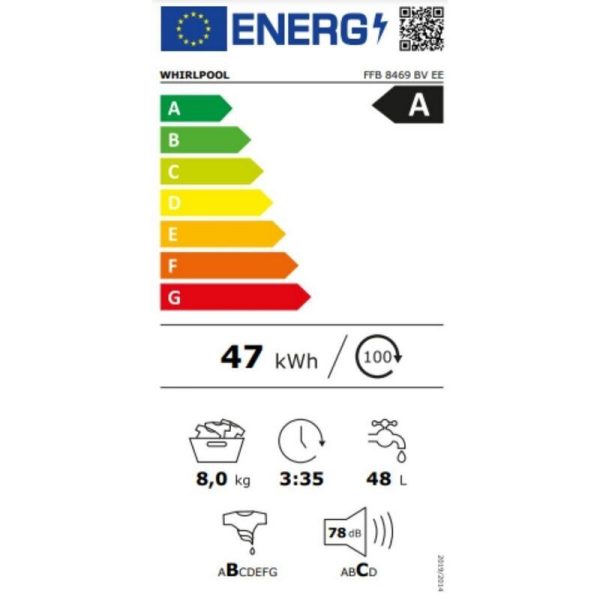 Whirlpool Πλυντήριο Ρούχων 8kg 1400 Στροφών FFB 8469 BV BE