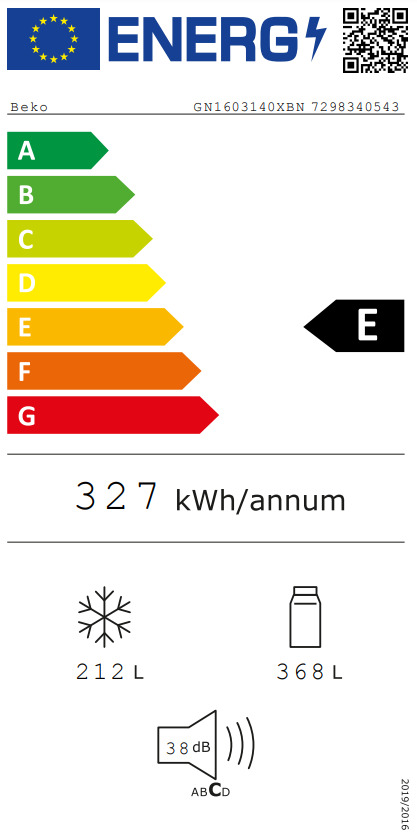 Beko GN1603140XBN Ψυγείο Ντουλάπα 580lt NoFrost Υ179xΠ91xΒ70.5εκ. Inox