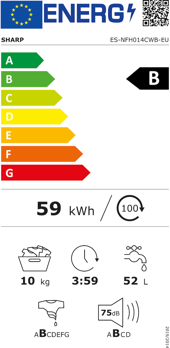 Sharp Πλυντήριο Ρούχων 10kg 1400 Στροφών ES-NFH014CWB