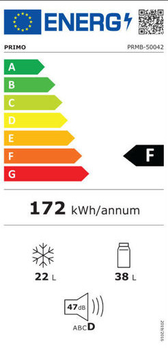 Primo PRMB-50042 Ψυγείο Δίπορτο 60lt Υ86.8xΠ42.4xΒ44.5εκ. Γκρι