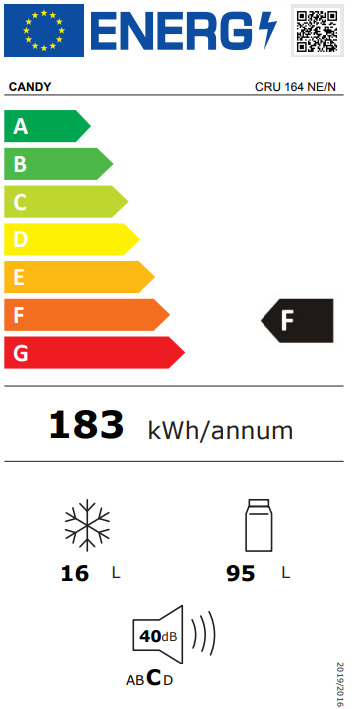 Candy CRU 164 NE/N Εντοιχιζόμενο Mini Bar 111lt Υ82.6xΠ59.6xΒ55.6εκ. Λευκό