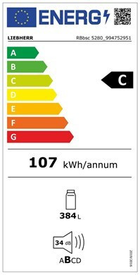 Liebherr RBbsc 5280 Peak Μονόπορτο Ψυγείο 384lt Υ185.5xΠ59.7xΒ67.5εκ. Inox