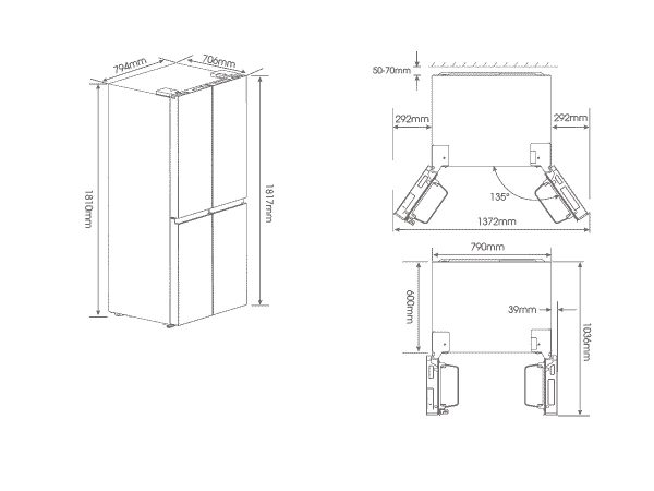 Hisense RQ563N4SI2 Ψυγείο Ντουλάπα 454lt Total NoFrost Υ181xΠ79.4xΒ70εκ. Inox