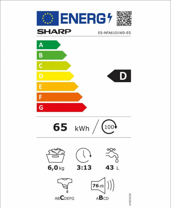 Sharp Πλυντήριο Ρούχων 6kg 1000 Στροφών ES-NFA6101WD-ES