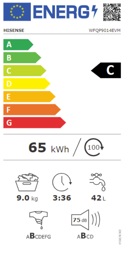 Hisense Πλυντήριο Ρούχων 9kg 1400 Στροφών WFQP9014EVM 20010096