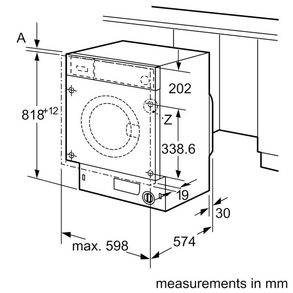 Bosch Εντοιχιζόμενο Πλυντήριο Ρούχων 8kg 1400 Στροφών WIW28542EU