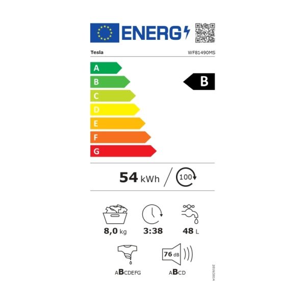 Tesla Πλυντήριο Ρούχων 8kg 1400 Στροφών Γκρι WF81490MS