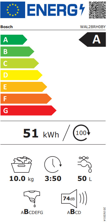 Bosch Πλυντήριο Ρούχων 10kg 1400 Στροφών WAL28RH0BY