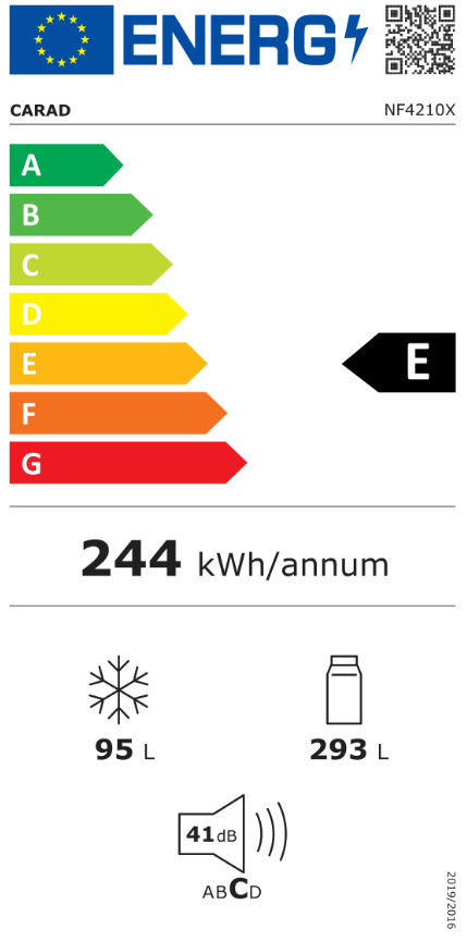 Carad NF4210X NF4210X Ψυγείο Δίπορτο 388lt NoFrost Υ169xΠ69xΒ67εκ. Inox