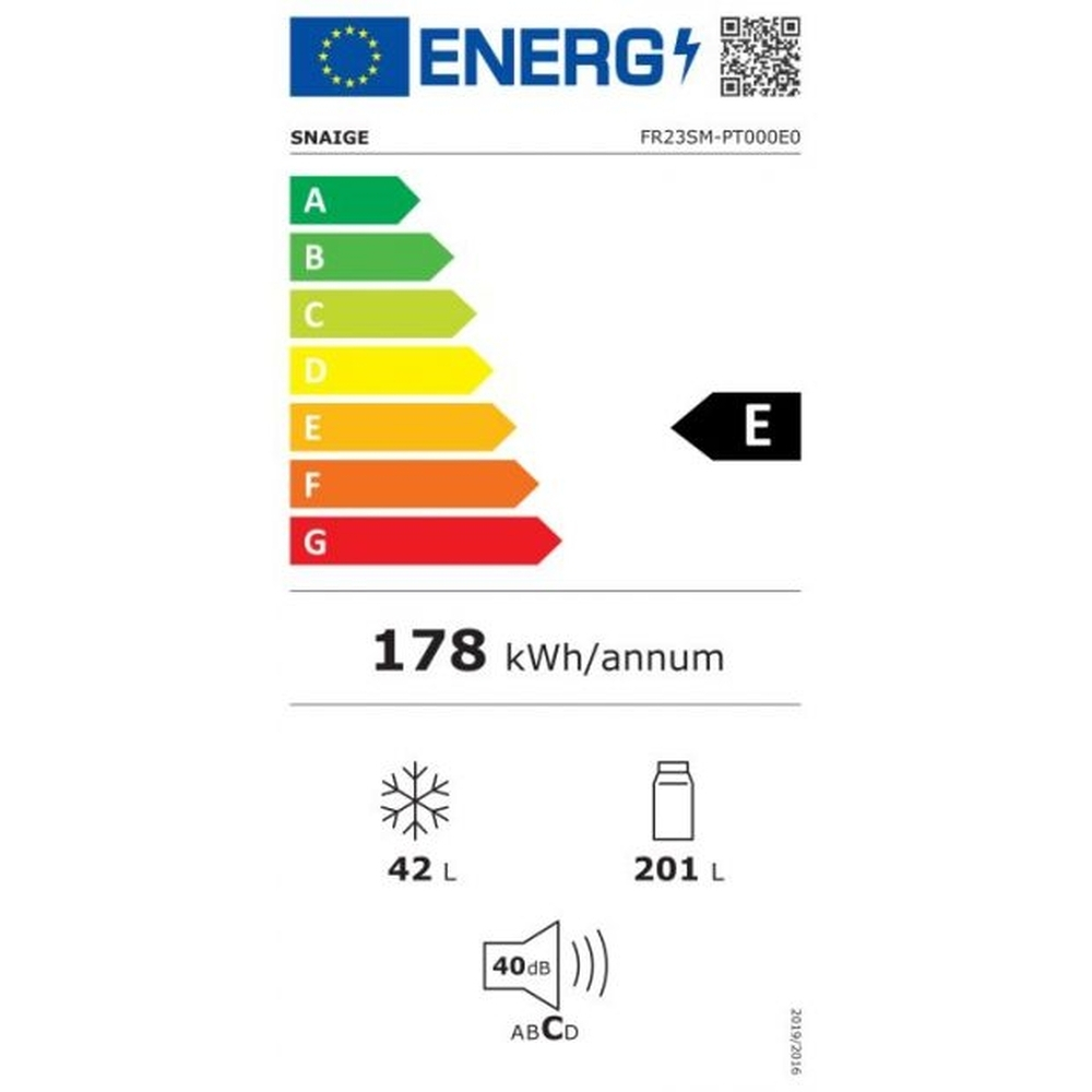 Snaige FR 23SM-PT000E0 Ψυγείο Δίπορτο 243lt Υ161xΠ54xΒ57εκ. Λευκό