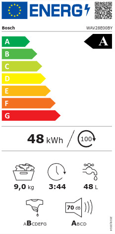 Bosch Πλυντήριο Ρούχων 9kg 1400 Στροφών WAV28E00BY