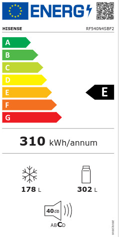 Hisense RF540N4SBF2 Ψυγείο Ντουλάπα Total NoFrost Υ181.7xΠ79.4xΒ70.6εκ. Inox