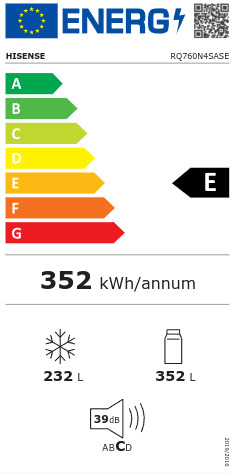 Hisense RQ760N4SASE Ψυγείο Ντουλάπα Total NoFrost Υ178.5xΠ91.4xΒ72.5εκ. Inox