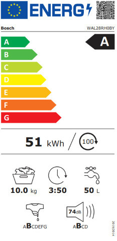 Bosch Πλυντήριο Ρούχων 10kg 1400 Στροφών WAL28RH0BY