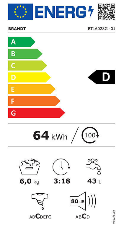 Brandt Πλυντήριο Ρούχων Άνω Φόρτωσης 6kg 1200 Στροφών BT16028G