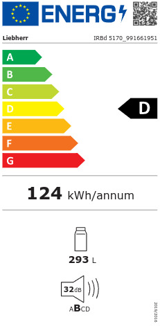 Liebherr IRBd 5170 Εντοιχιζόμενο Ψυγείο Συντήρησης 293lt Υ177xΠ55.9xΒ54.6εκ. Λευκό