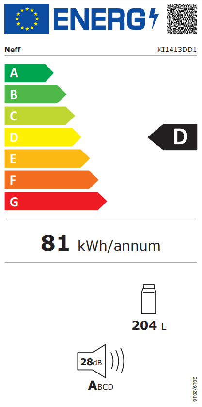 Neff KI1413DD1 Ψυγείο Συντήρησης 204lt Υ122.1xΠ55.8xΒ54.8εκ. Λευκό