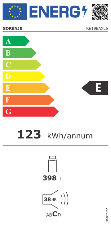 Gorenje R619EAXL6 Ψυγείο Συντήρησης Υ185xΠ59.5xΒ66.3εκ. Inox