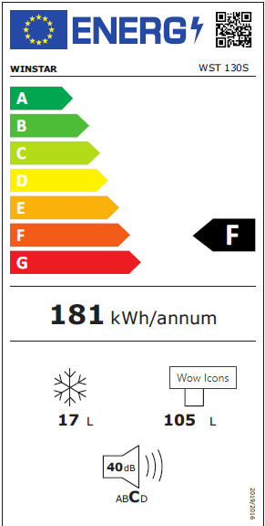 Winstar WST 130S Μονόπορτο Ψυγείο Υ83.8xΠ54xΒ59.5εκ. Inox