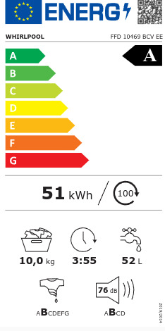 Whirlpool Πλυντήριο Ρούχων 10kg 1400 Στροφών FFD 10469 BCV EE