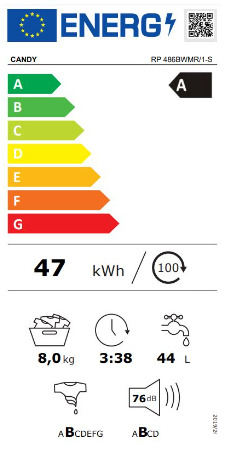 Candy Πλυντήριο Ρούχων 8kg 1400 Στροφών RP486BWMR/1-S