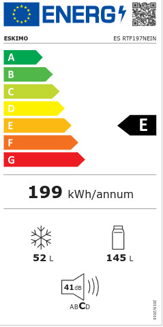 Eskimo ES RTF197NEIN Ψυγείο Δίπορτο NoFrost Υ142.5xΠ54.5xΒ56εκ. Inox