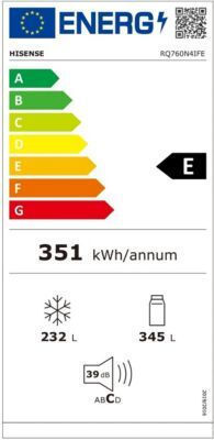 Hisense RQ760N4IFE Ψυγείο Ντουλάπα 577lt NoFrost Υ178.5xΠ91.2xΒ72.5εκ. Μαύρο