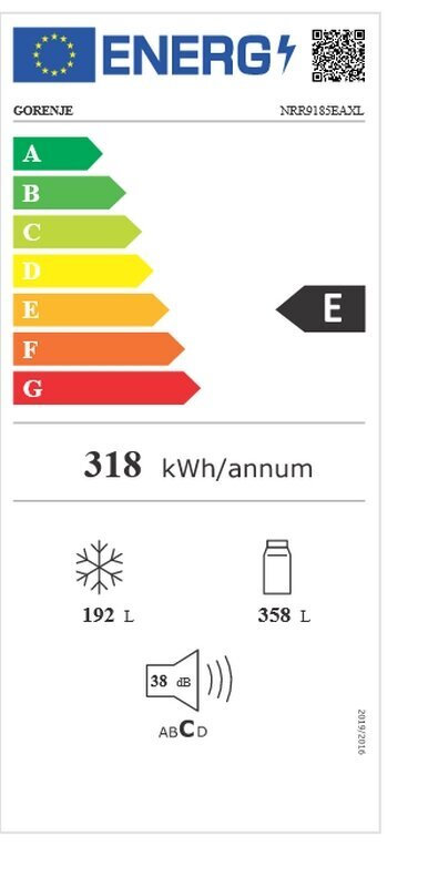 Gorenje NRR9185EAXL4 Ψυγείο Ντουλάπα NoFrost Υ179xΠ91xΒ64.3εκ. Inox