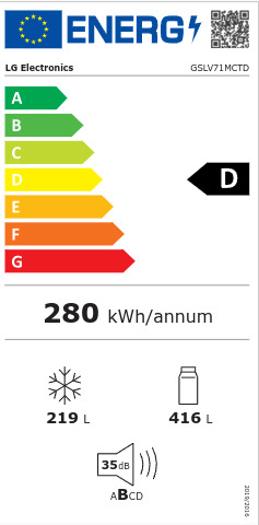 LG GSLV71MCTD Ψυγείο Ντουλάπα 635lt Total NoFrost Υ179xΠ91.3xΒ73.5εκ. Μαύρο