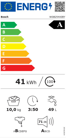 Bosch WGB254A0BY Πλυντήριο Ρούχων 10kg 1600 Στροφών