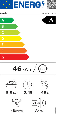 Bosch Πλυντήριο Ρούχων 9kg 1200 Στροφών WGG042L9GR