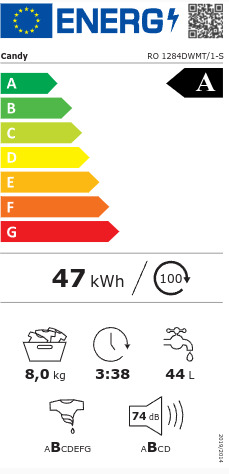 Candy Πλυντήριο Ρούχων 8kg 1400 Στροφών RPW 4856 BWMR/1-S