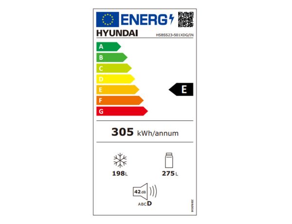 Hyundai HSBSS23-501XDG/IN Ψυγείο Ντουλάπα Total NoFrost Υ178.5xΠ83.3xΒ67εκ. Μαύρο