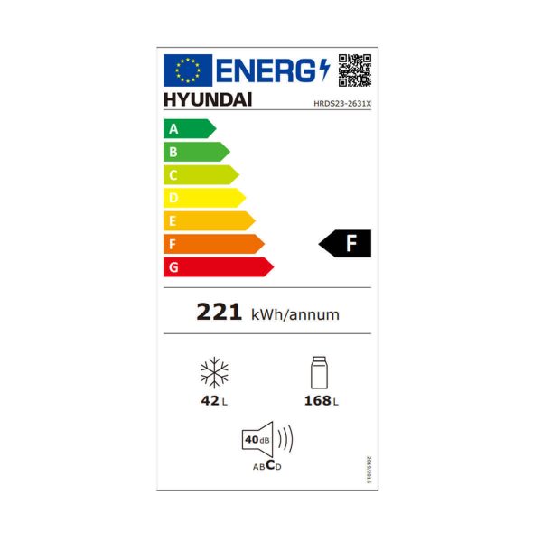 Hyundai HRDS23-2631X Ψυγείο Δίπορτο Υ143xΠ55xΒ55εκ. Inox