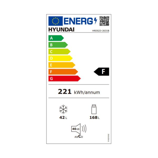 Hyundai HRDS23-2631B Ψυγείο Δίπορτο Υ143xΠ55xΒ55εκ. Inox