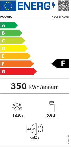 Hoover HSC818FXWD Ψυγείο Ντουλάπα NoFrost Υ183xΠ83.6xΒ63.6εκ. Λευκό