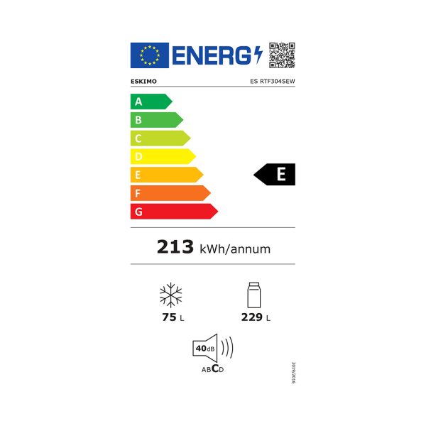 Eskimo ES RTF304SEW Ψυγείο Δίπορτο Υ172xΠ60xΒ60εκ. Λευκό