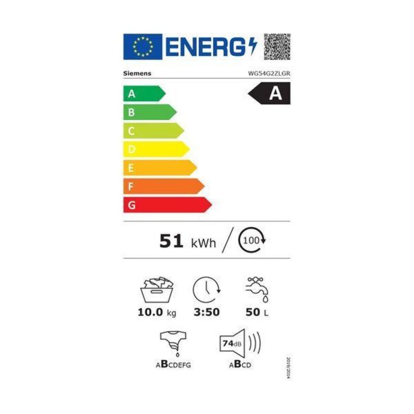 Siemens Πλυντήριο Ρούχων 10kg 1400 Στροφών WG54G2ZLGR