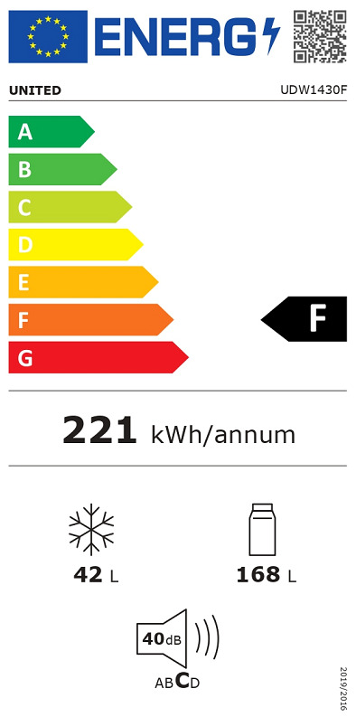 United UDW-1430F Ψυγείο Δίπορτο Υ143xΠ55xΒ55εκ. Λευκό