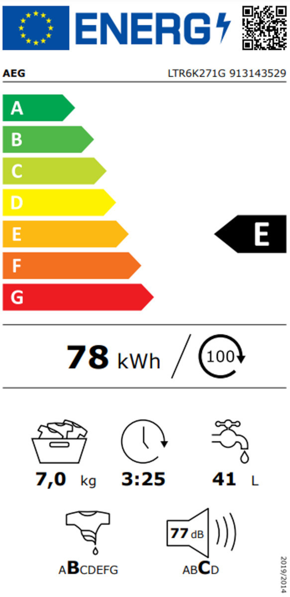 AEG Πλυντήριο Ρούχων Άνω Φόρτωσης 7kg 1200 Στροφών LTR6K271G