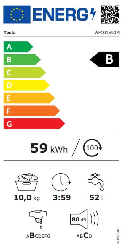 Tesla Πλυντήριο Ρούχων 10kg 1500 Στροφών WF101590M