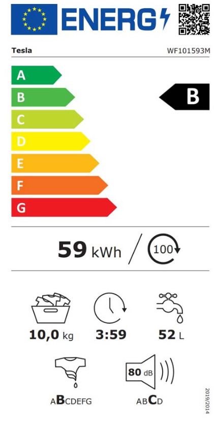 Tesla Πλυντήριο Ρούχων 10kg 1500 Στροφών WF101593M