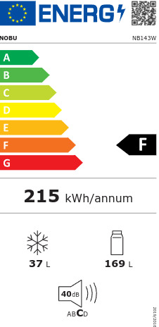 Nobu NB143W Ψυγείο Δίπορτο 206lt Υ143xΠ54.5xΒ55.5εκ. Λευκό