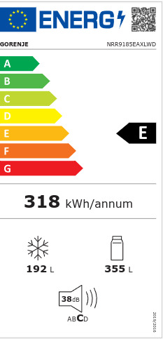 Gorenje NRR9185EAXLWD Ψυγείο Ντουλάπα NoFrost Υ178.6xΠ91xΒ64.3εκ. Inox